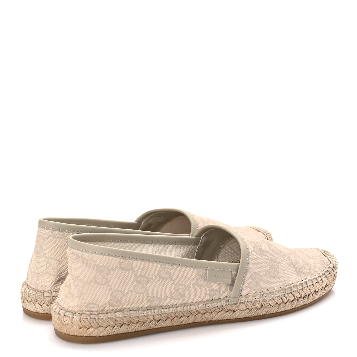 Gucci Washed Cotton Miro Soft Calfskin GG Monogram Espadrilles 38 White Mystic