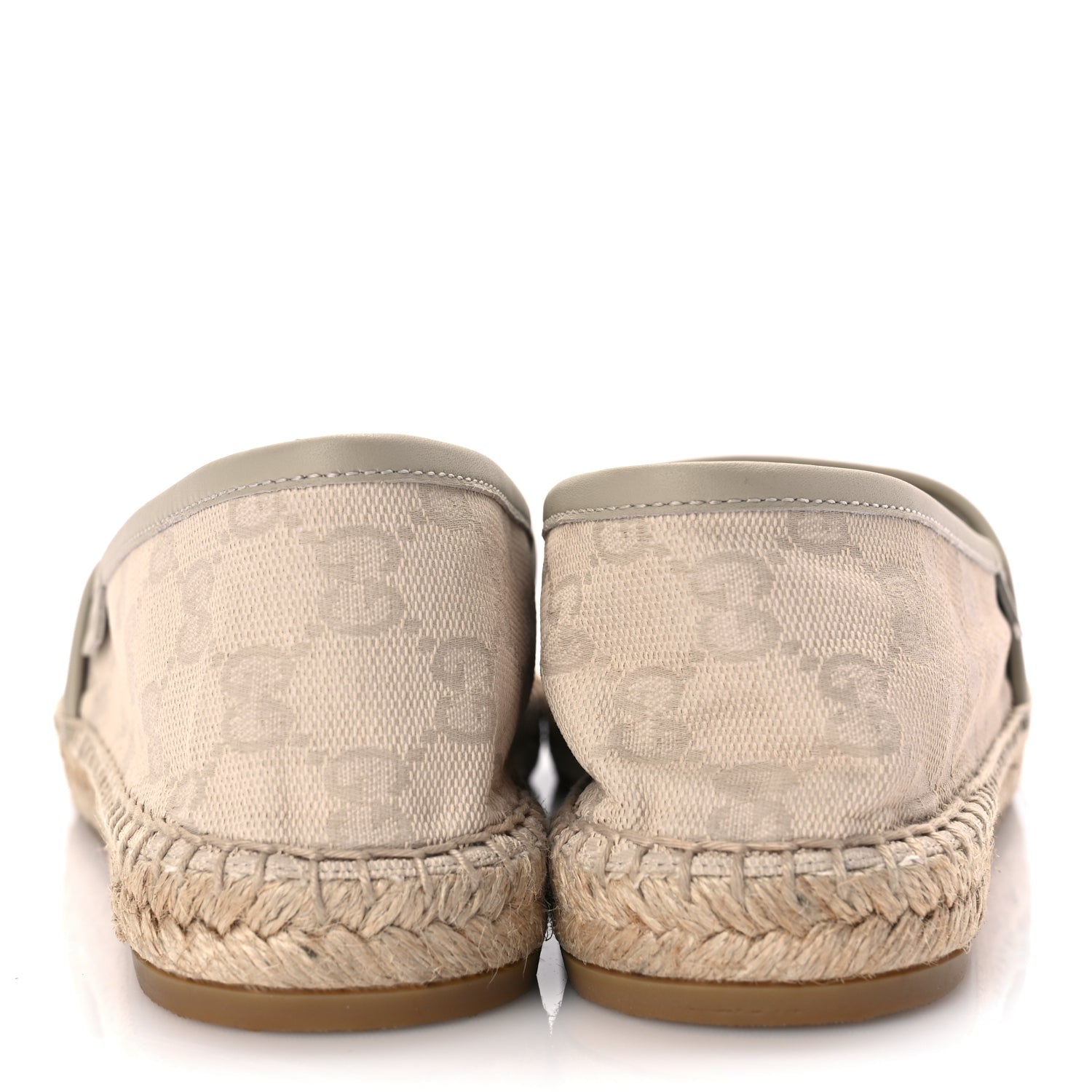 Gucci Washed Cotton Miro Soft Calfskin GG Monogram Espadrilles 38 White Mystic