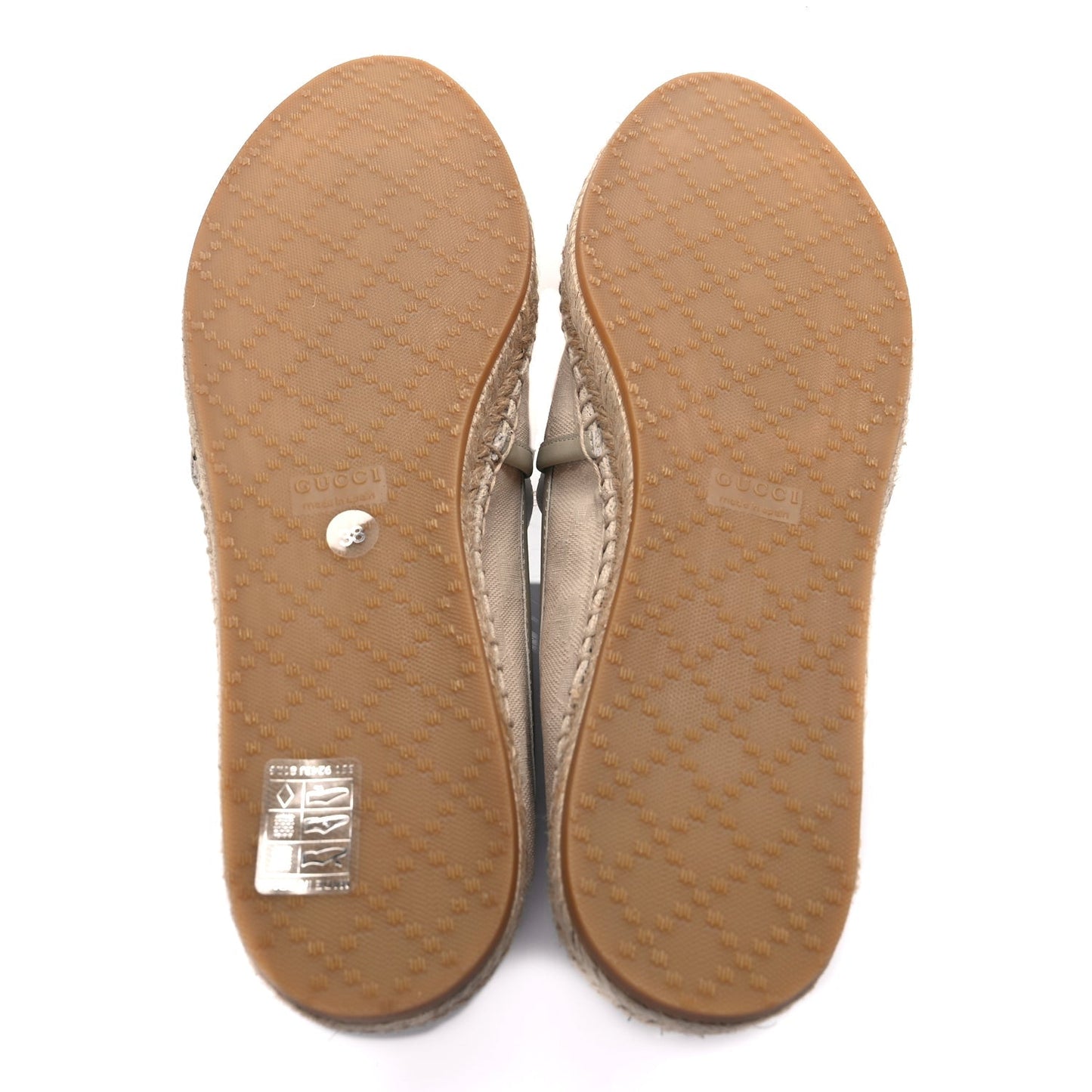 Gucci Washed Cotton Miro Soft Calfskin GG Monogram Espadrilles 38 White Mystic