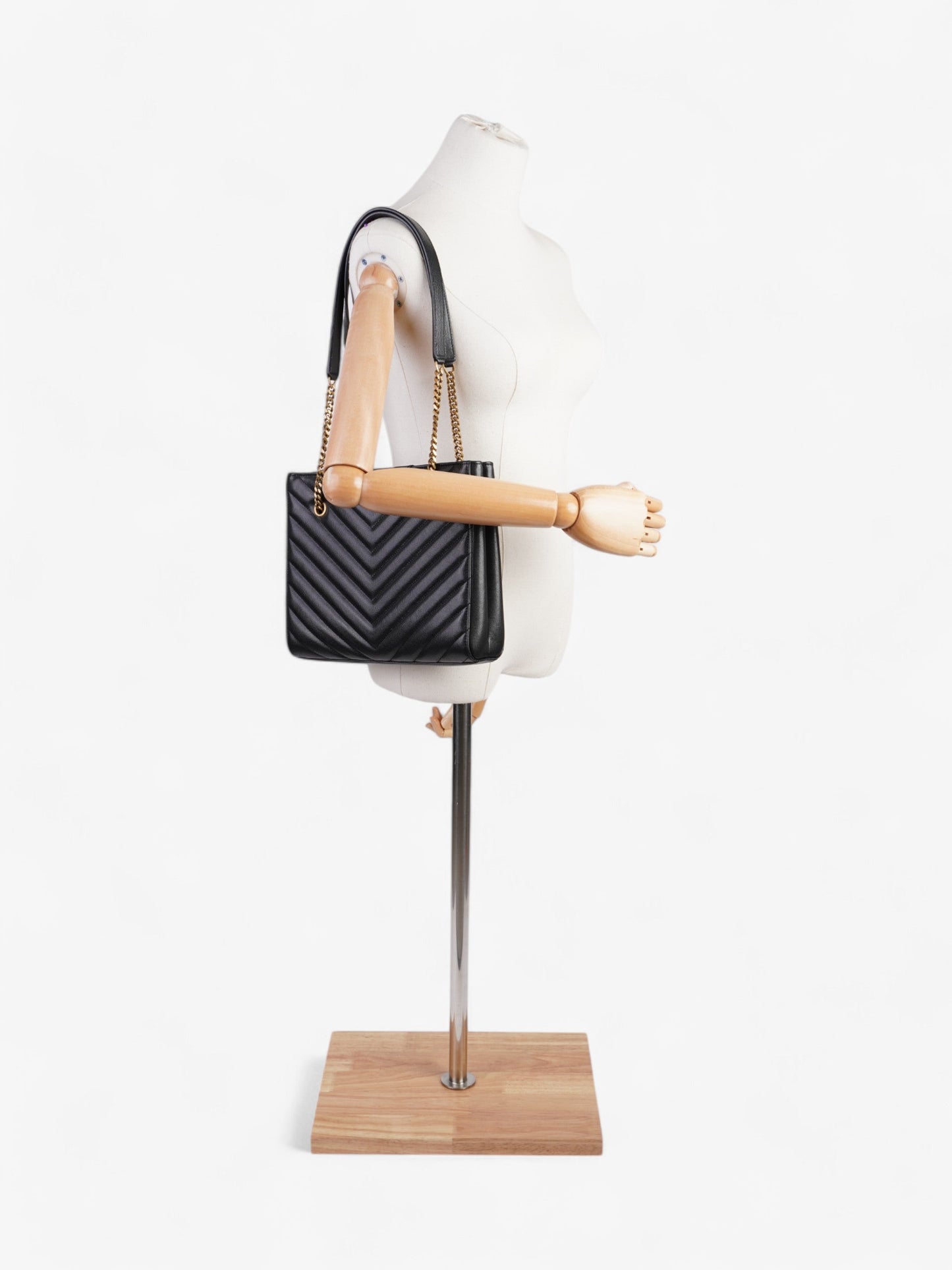 YSL Saint Laurent Tribeca Tote Leather Matelasse Black Shoulder Bag