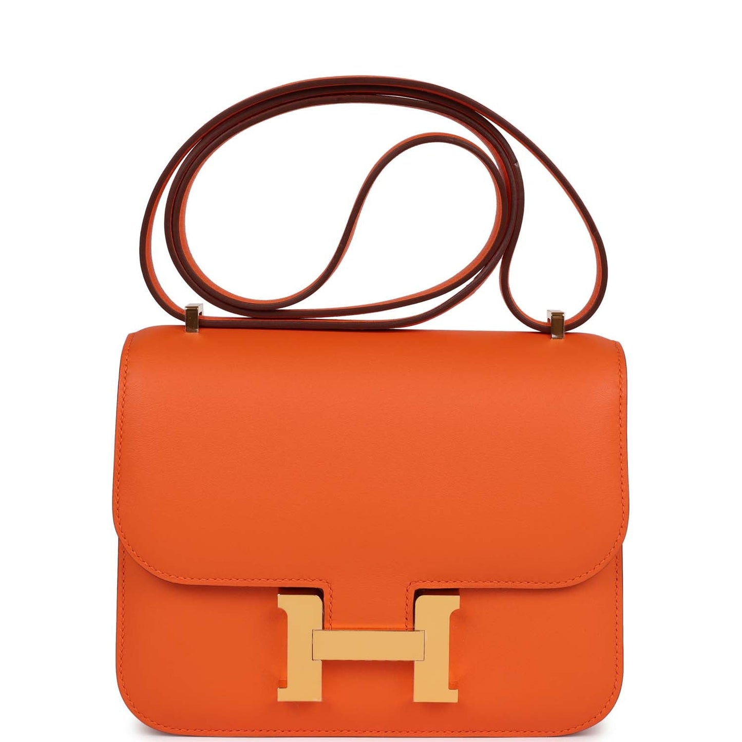 Hermes Constance Orange Swift Hardware Handbag Gold Travel Bag Gold Hardware