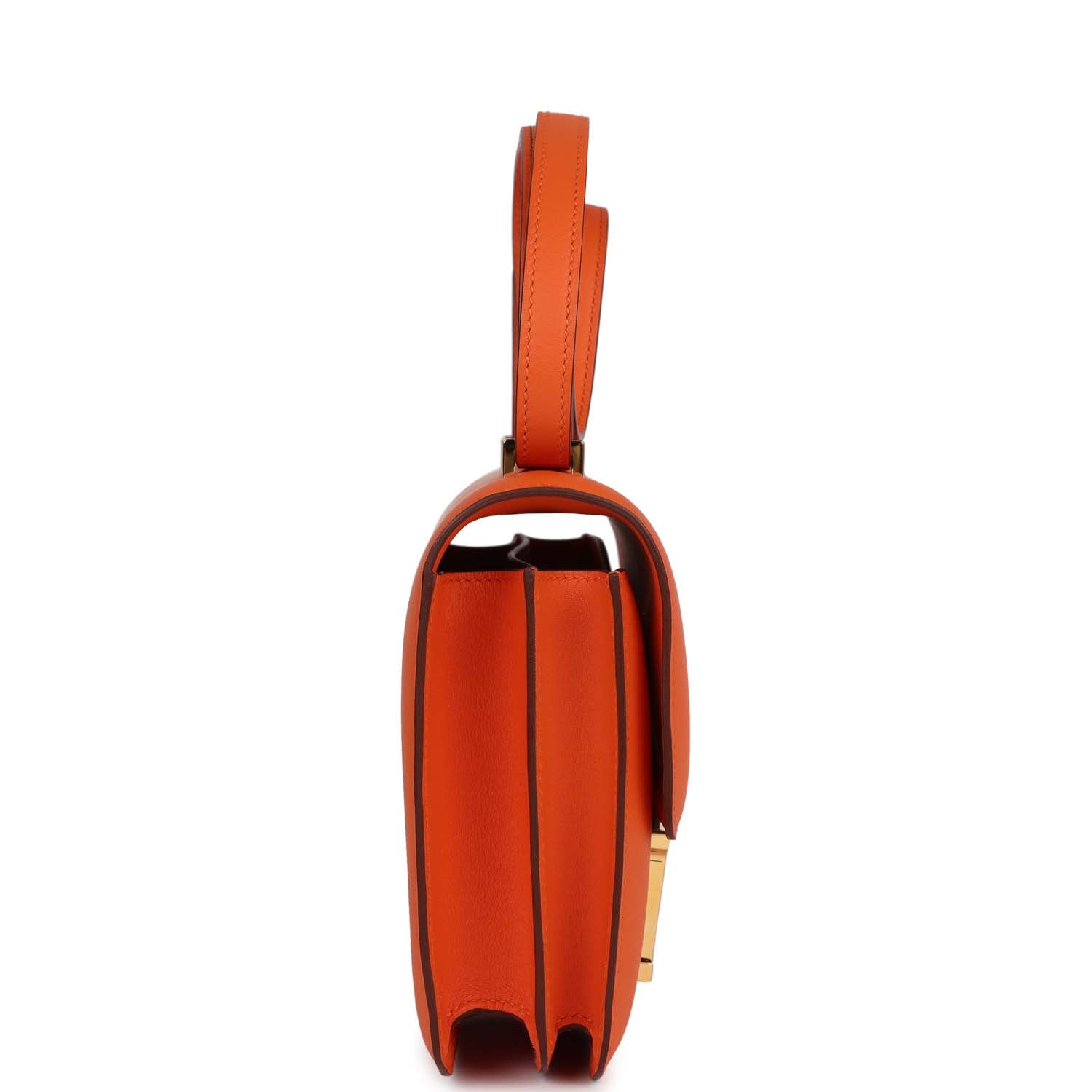 Hermes Constance Orange Swift Hardware Handbag Gold Travel Bag Gold Hardware
