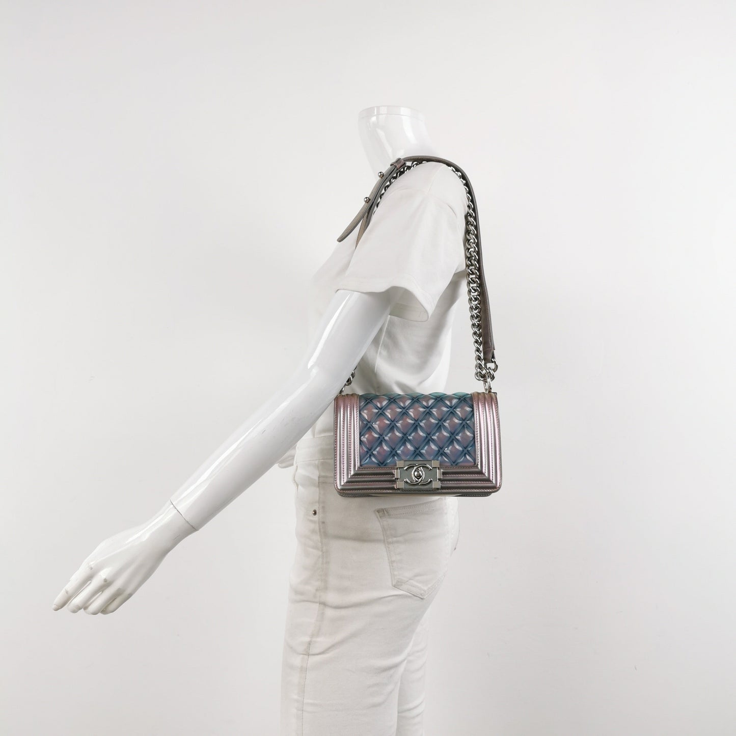 Chanel Le Boy Mermaid Patent Multicolor Small Leather Handbag