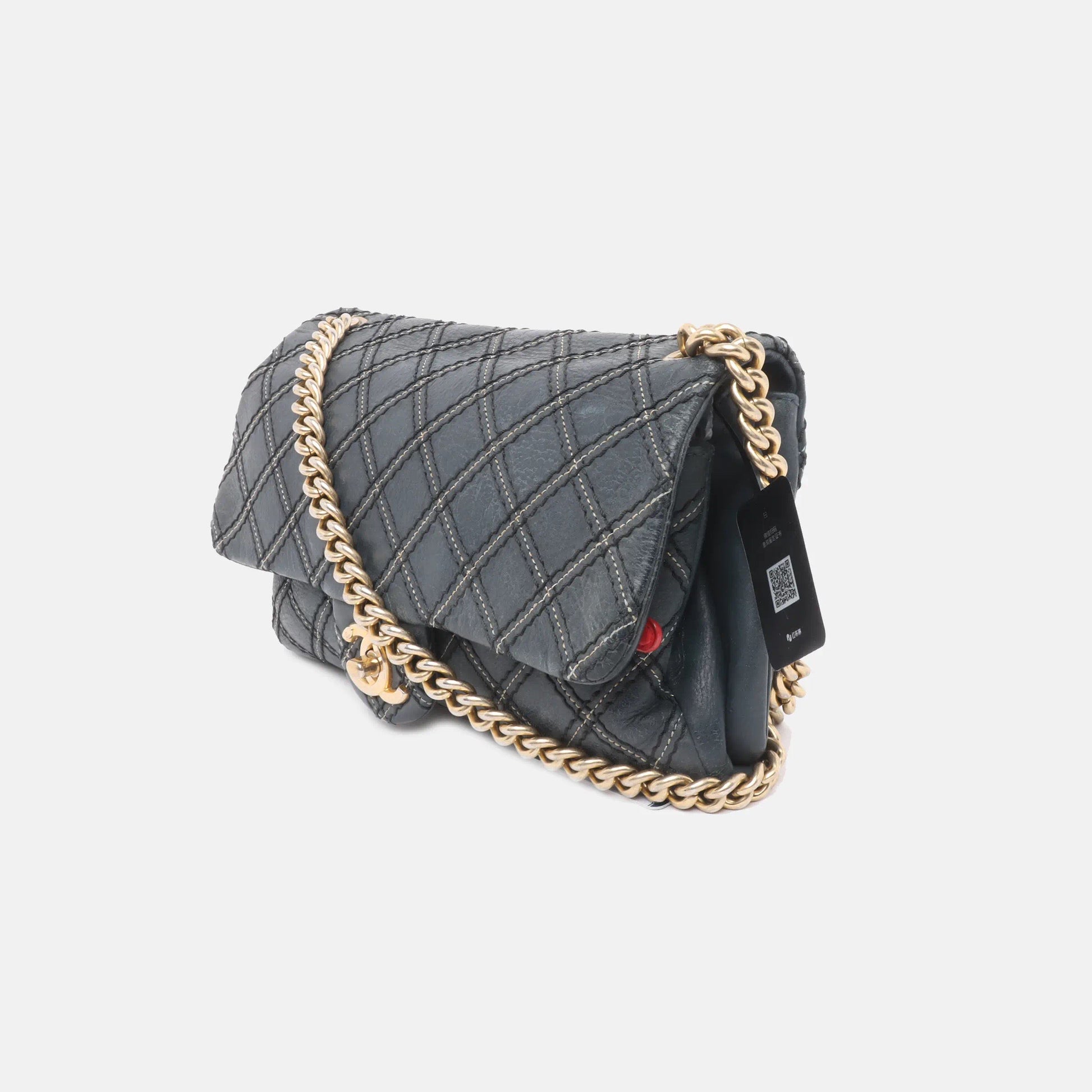 Chanel Classic Flap Navy Fabric Diamond Quilting Crossbody Bag