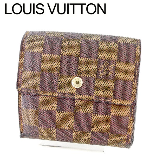 Louis Vuitton Bifold N61654 Portefeuille Elise Brown Beige Gold Wallet Case