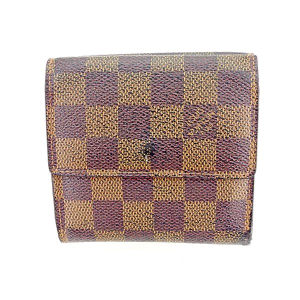 Louis Vuitton Bifold N61654 Portefeuille Elise Brown Beige Gold Wallet Case