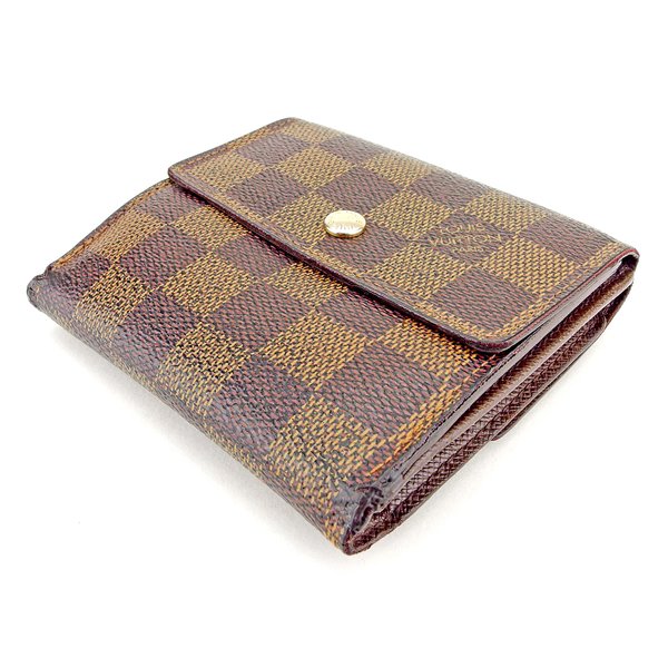 Louis Vuitton Bifold N61654 Portefeuille Elise Brown Beige Gold Wallet Case