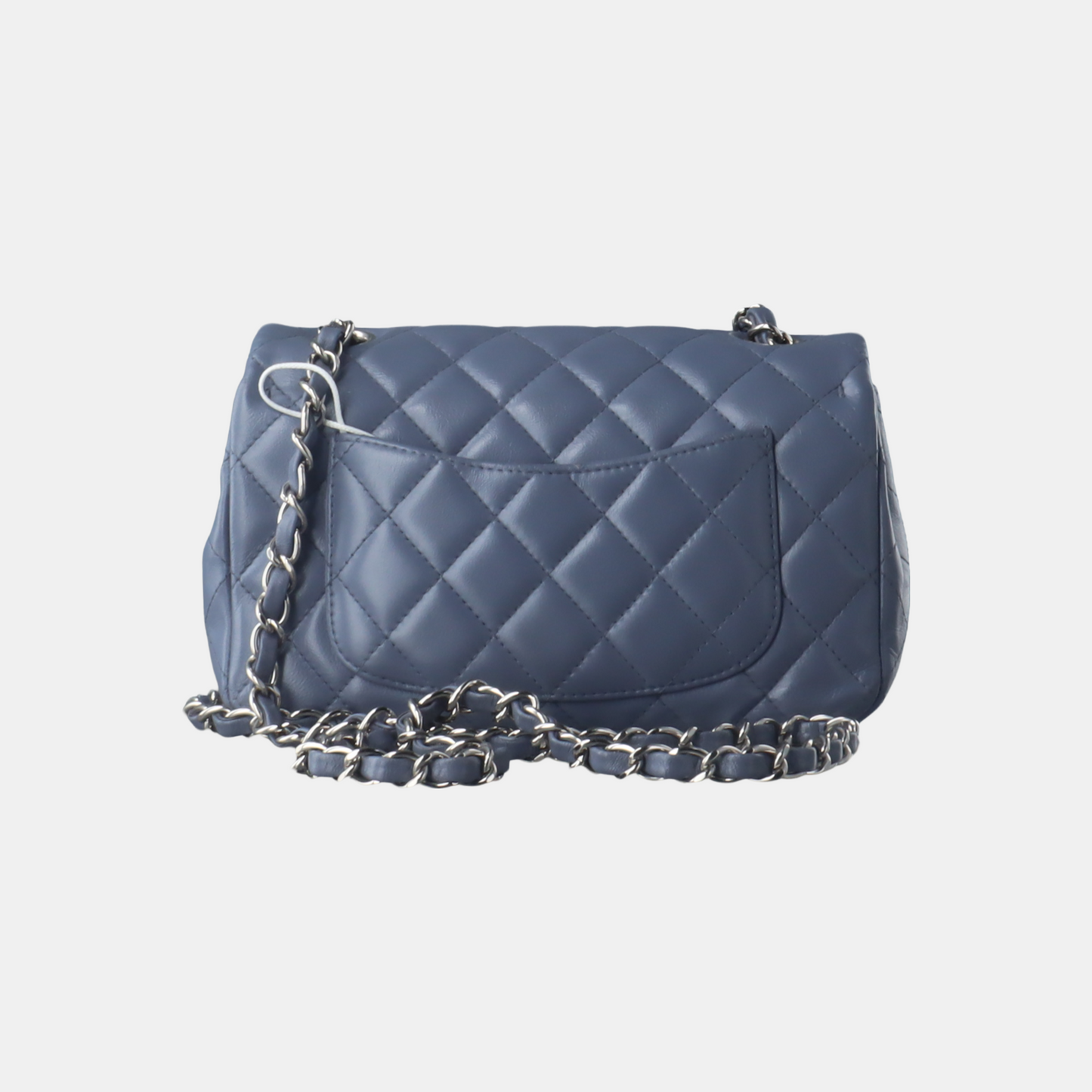 Chanel Classic Flap Rectangular Ash Lambskin Blue Mini Bag