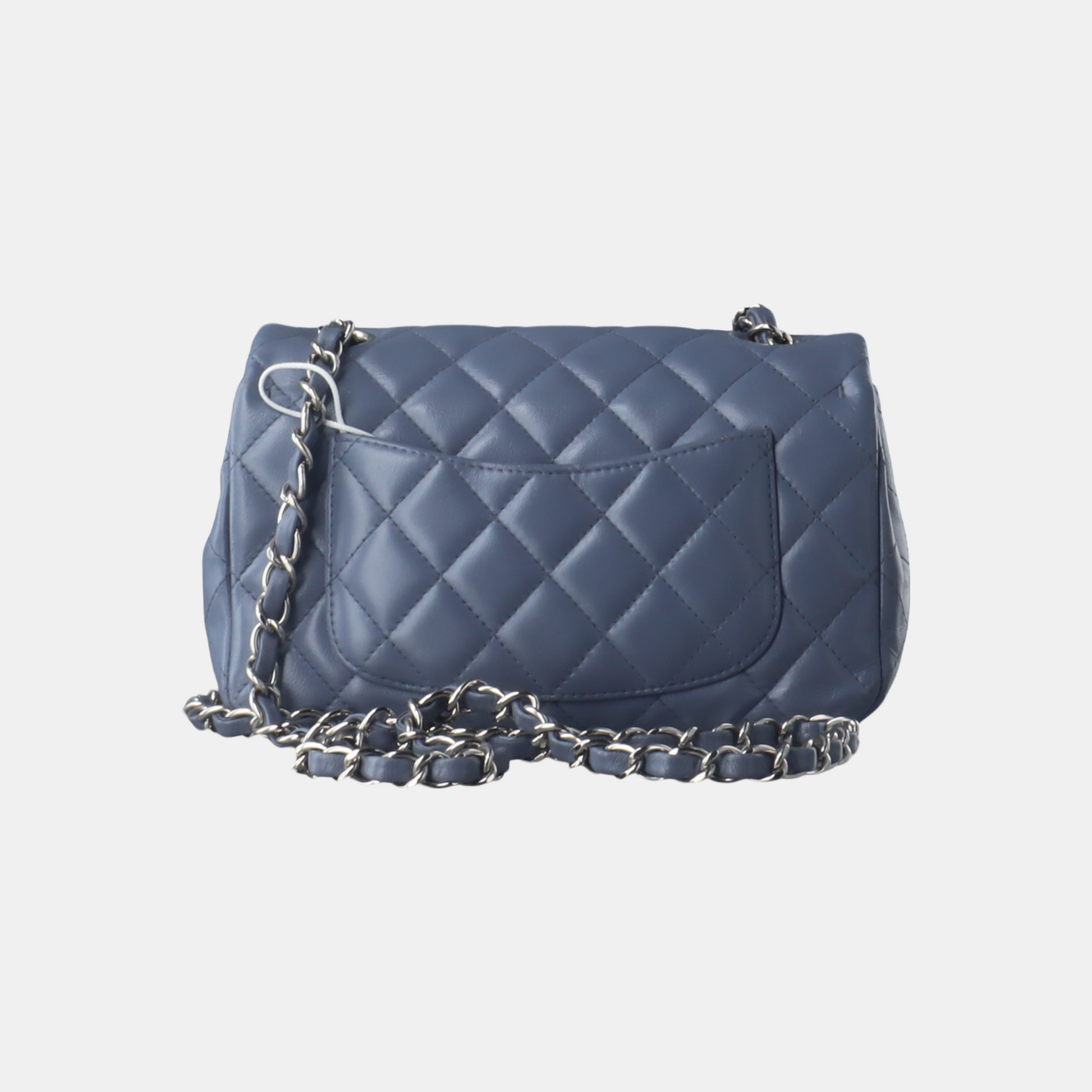 Chanel Classic Flap Rectangular Ash Lambskin Blue Mini Bag