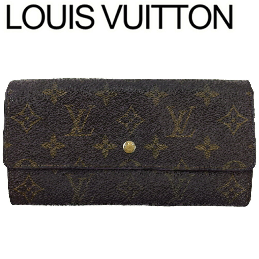 Louis Vuitton Long Purse Dark x Pochette Brown Beige Wallet Case B1332