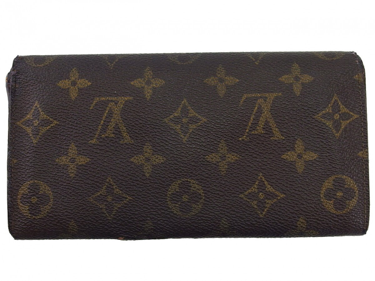 Louis Vuitton Long Purse Dark x Pochette Brown Beige Wallet Case B1332