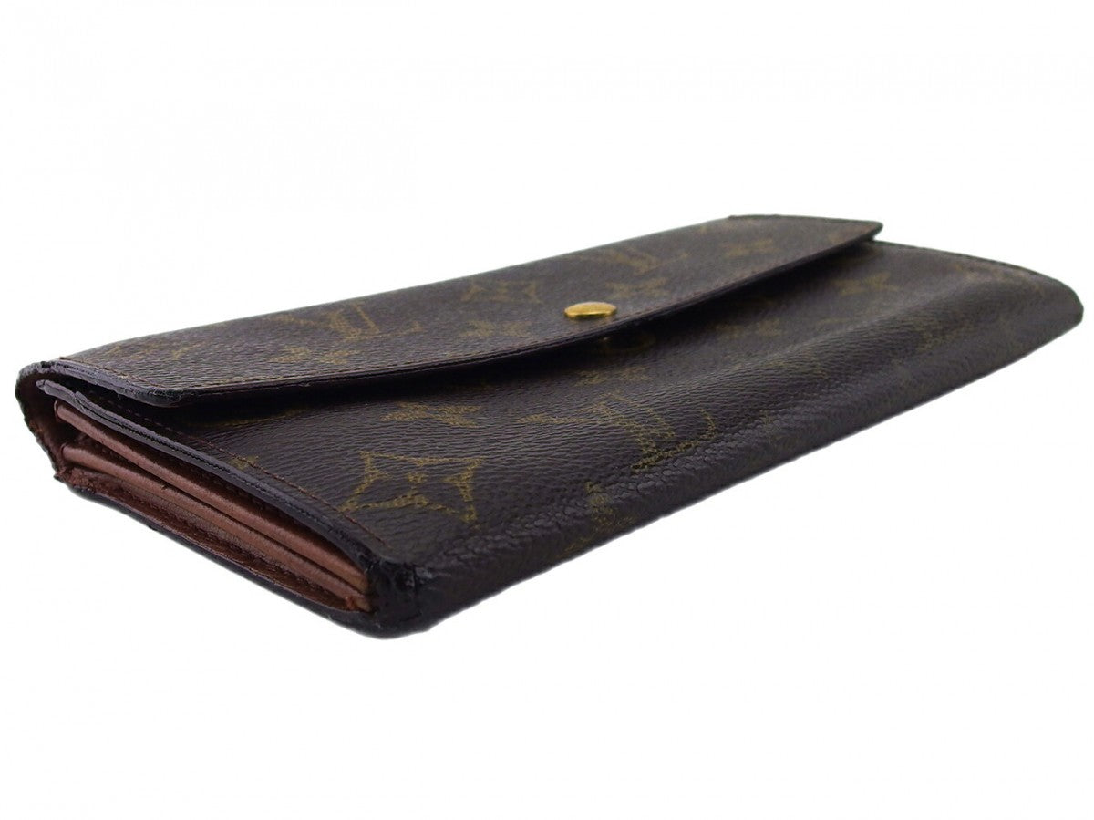 Louis Vuitton Long Purse Dark x Pochette Brown Beige Wallet Case