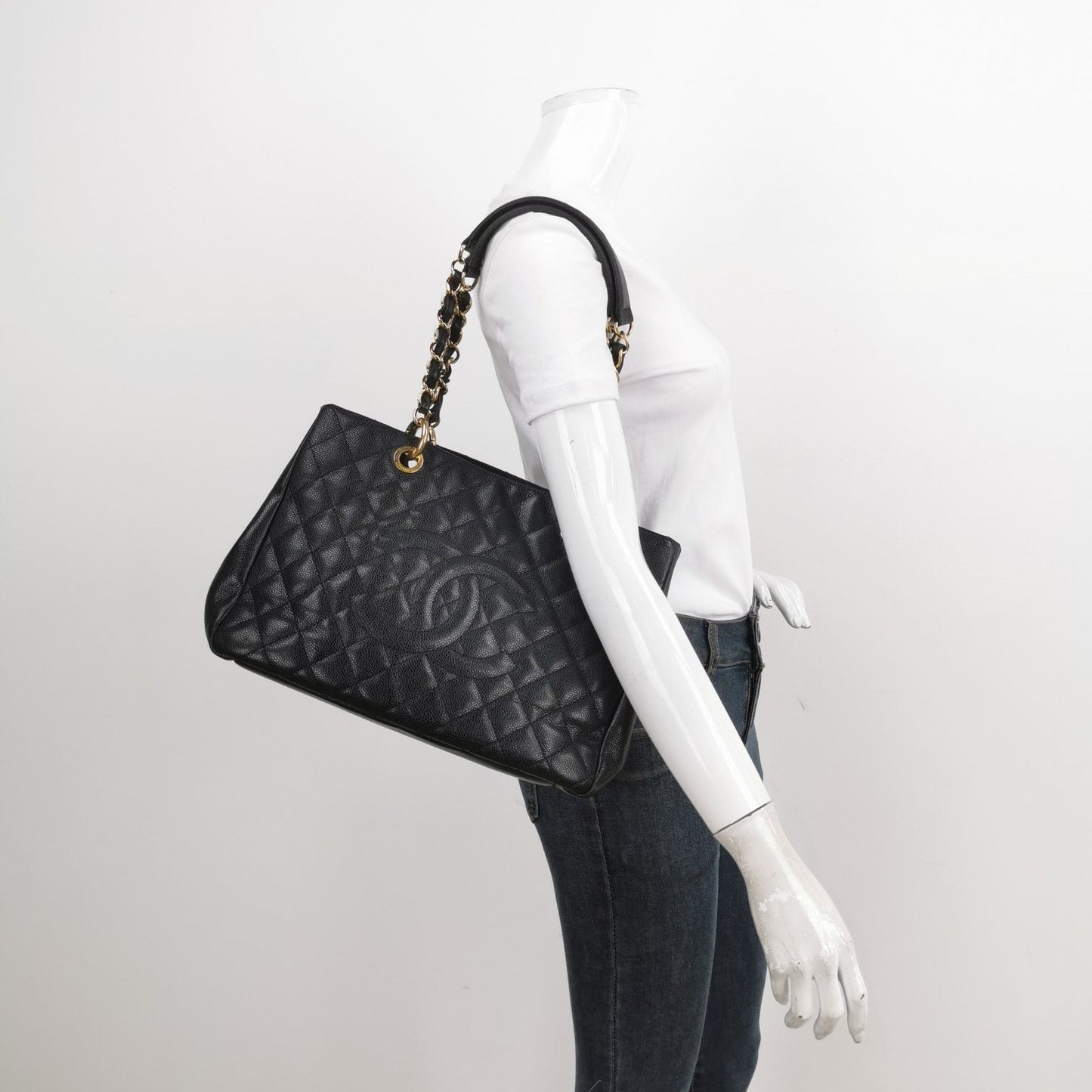 Chanel GST Grand Shopping Caviar Black PM Leather Tote Bag