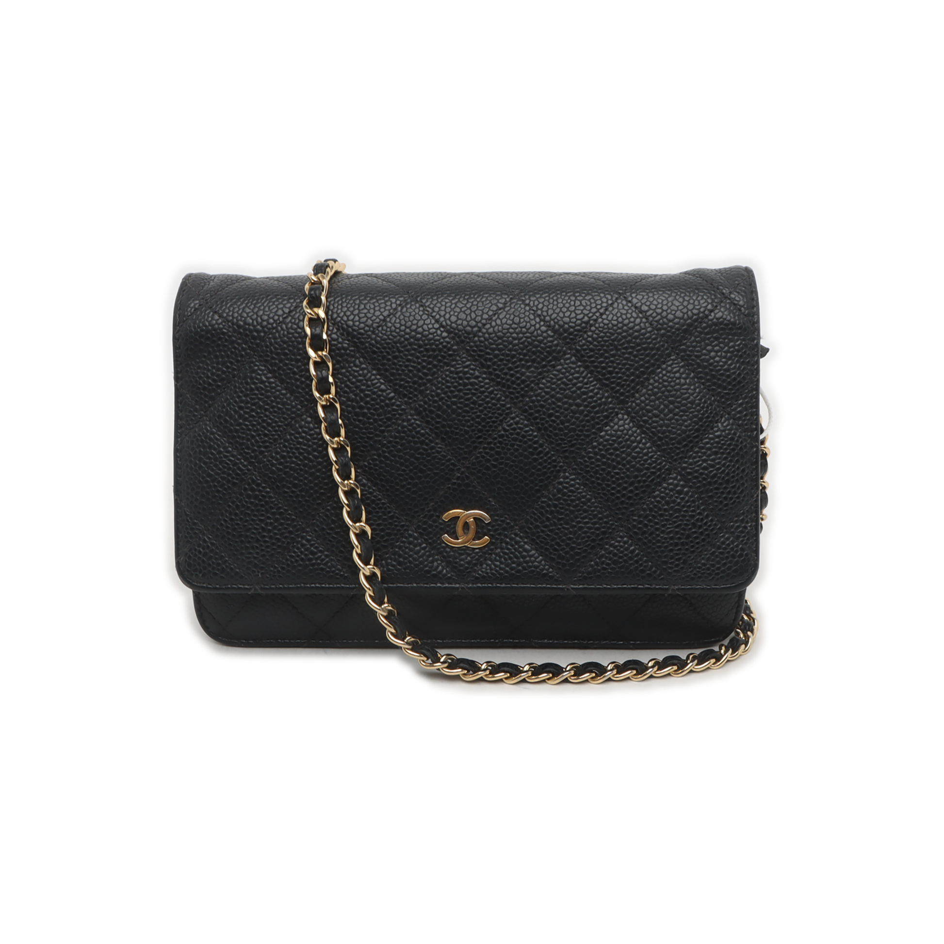 Chanel on Classic Flap Caviar Hardware Black Gold Leather Wallet Case