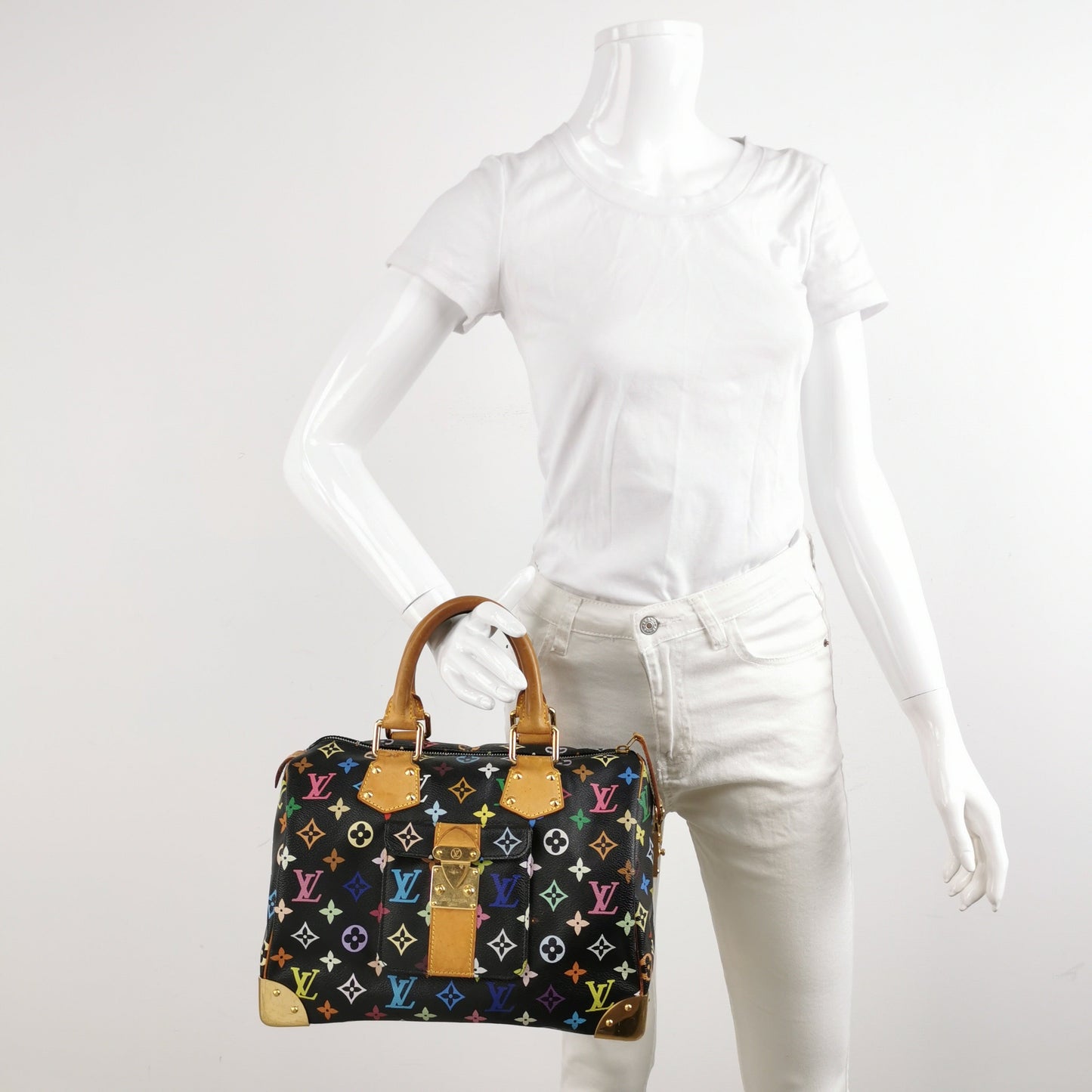 Louis Vuitton x Takashi Murakami Speedy 30 Black Multicolor Handbag