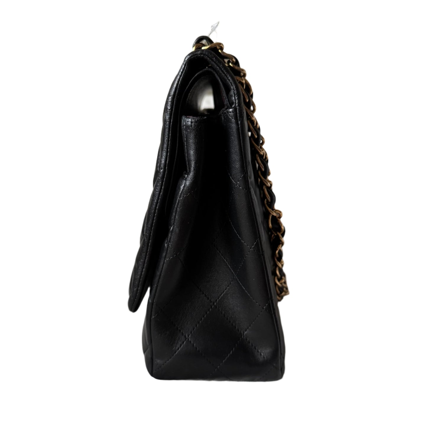 Chanel Classic Flap Maxi Lambskin Double Flap Black Gold Leather Handbag Hardware 1