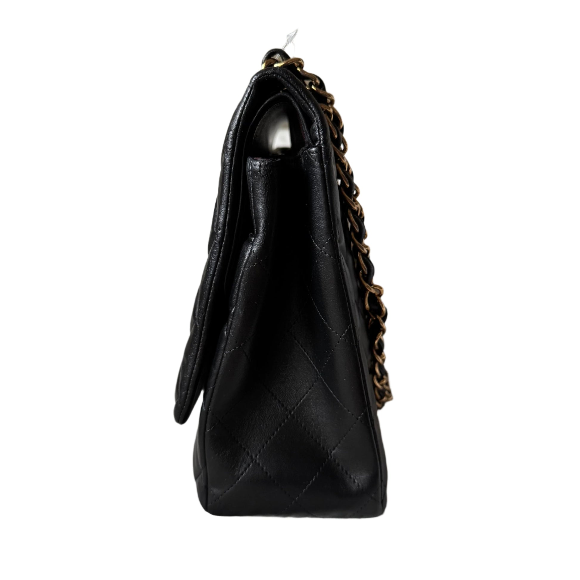 Chanel Classic Flap Maxi Lambskin Double Flap Black Gold Leather Handbag Hardware 1