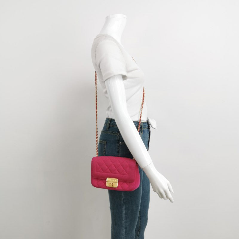 Chanel Chic Me Flap Cotton Cloth Fuchsia Pink Crossbody Bag