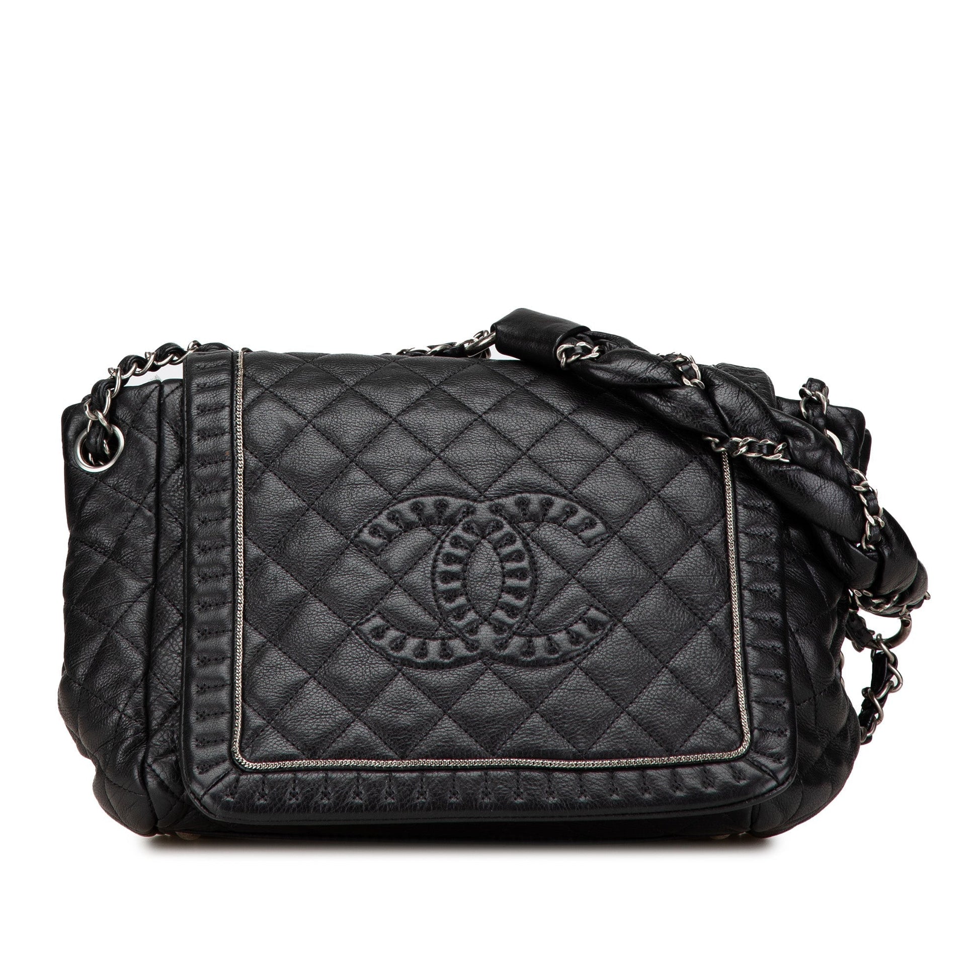 Black Chanel Small Quilted Calfskin Istanbul Accordion Flap Shoulder Bag