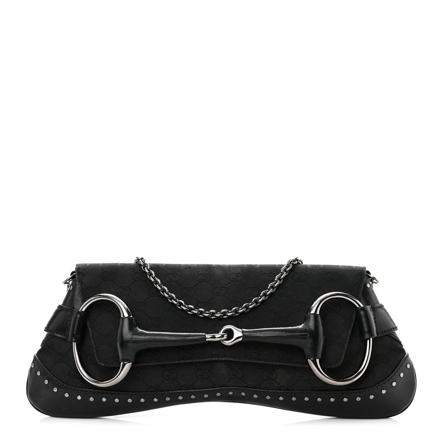 Gucci Horsebit Cloth Monogram Black Shoulder Bag Shoulder Bag