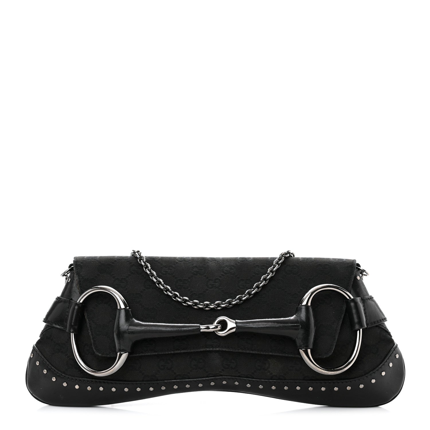 Gucci Horsebit Cloth Monogram Black Shoulder Bag Shoulder Bag