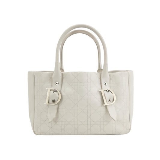 Dior Cannage Tote Bag With Hardware Leather White