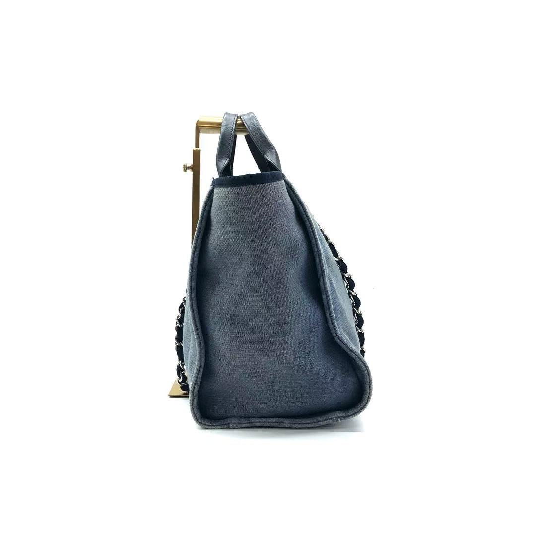 Chanel Deauville Navy Denim Top Handle Tote Bag