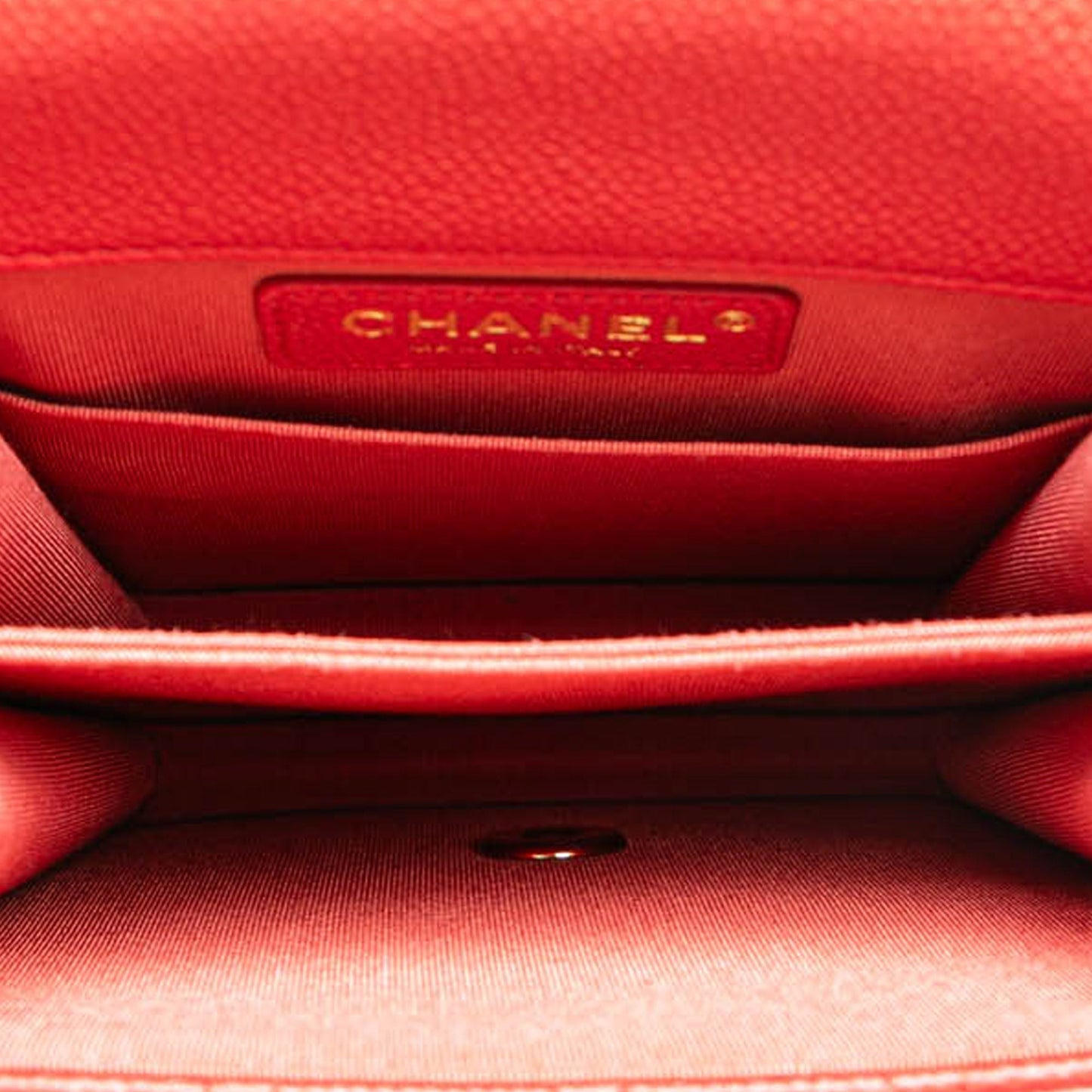 Red Chanel Quilted Caviar North South Boy Flap Crossbody Bag