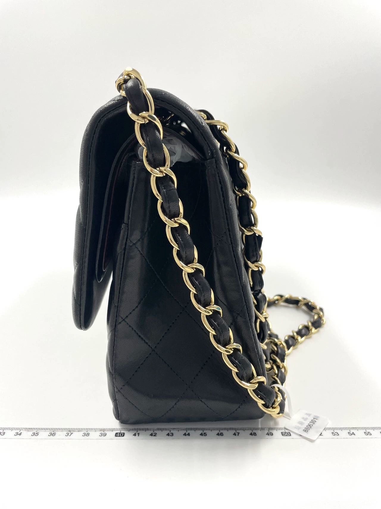 Chanel Classic Flap Jumbo Lambskin Double Flap Black Gold Leather Handbag 5