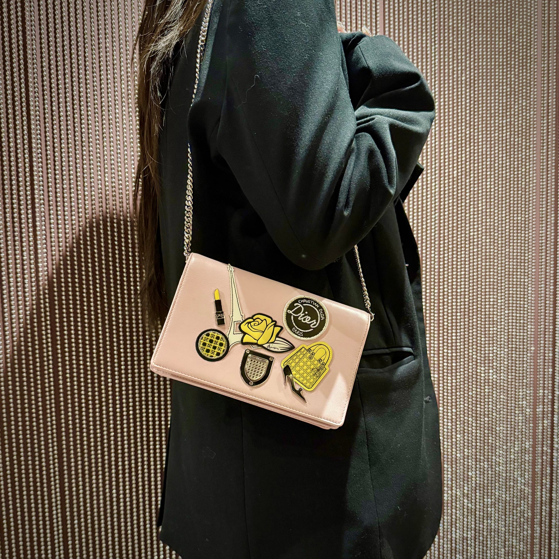 Dior Handbag Christian ama Patch Embellished Wallet on TWS Leather Chain
