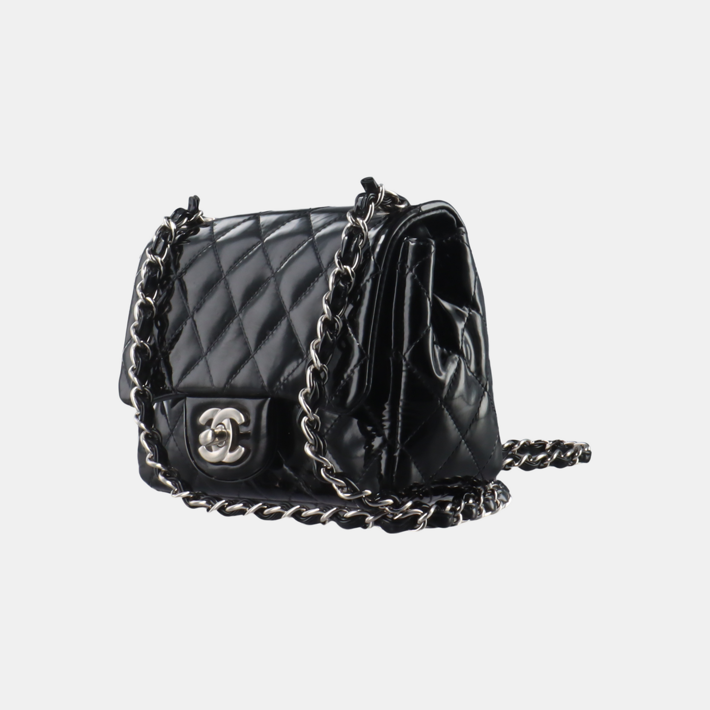 Chanel Classic Flap Square Patent Lambskin Black Crossbody Bag