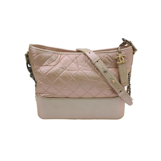 Chanel Gabrielle Hobo Iridescent Pink Leather Crossbody Bag