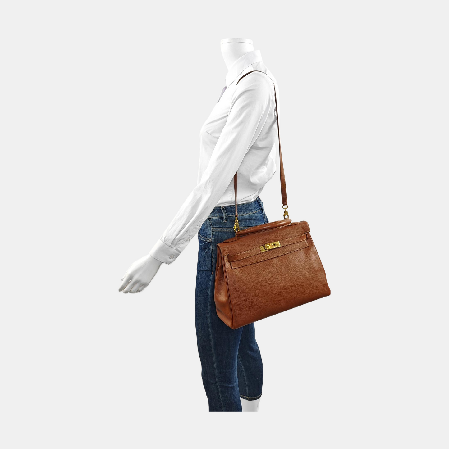 Hermes Kelly Epsom Retourne Hardware Handbag Gold Travel Bag