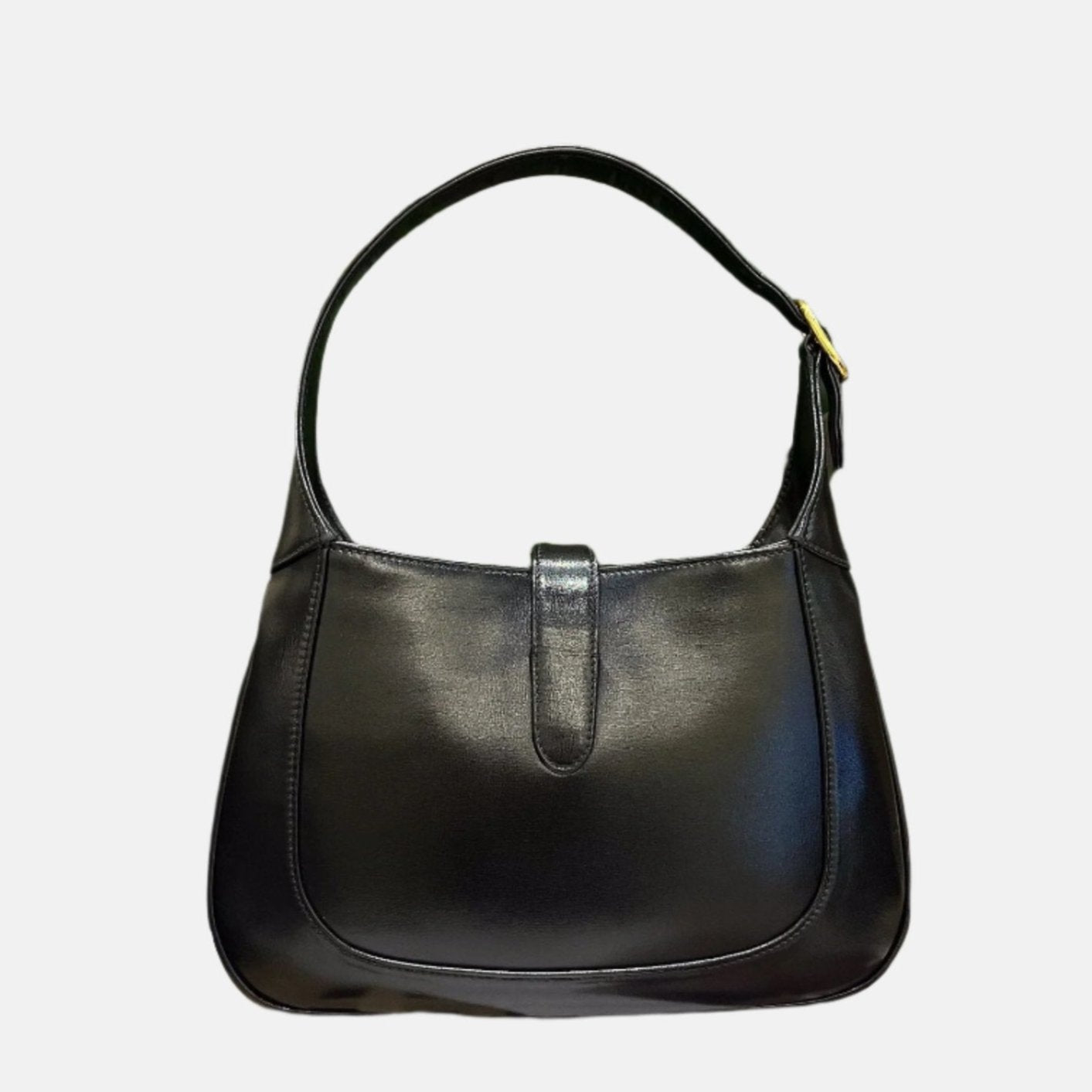 Gucci Jackie Bag Piston Lock With Strap Leather Black Travel Bag