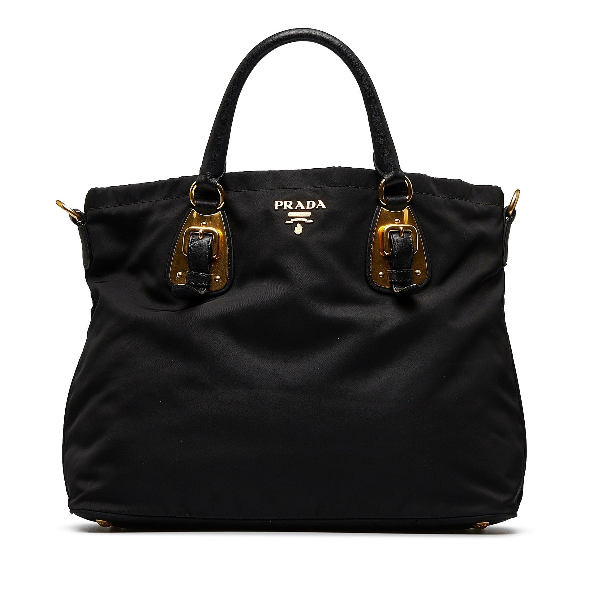 Prada Tessuto Handbag Canvas Nylon Black Satchel Bag