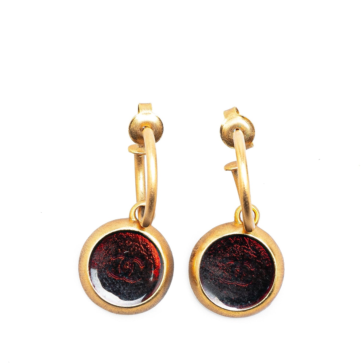 Gold Chanel Gold Plated Round Swing Push Back Earrings