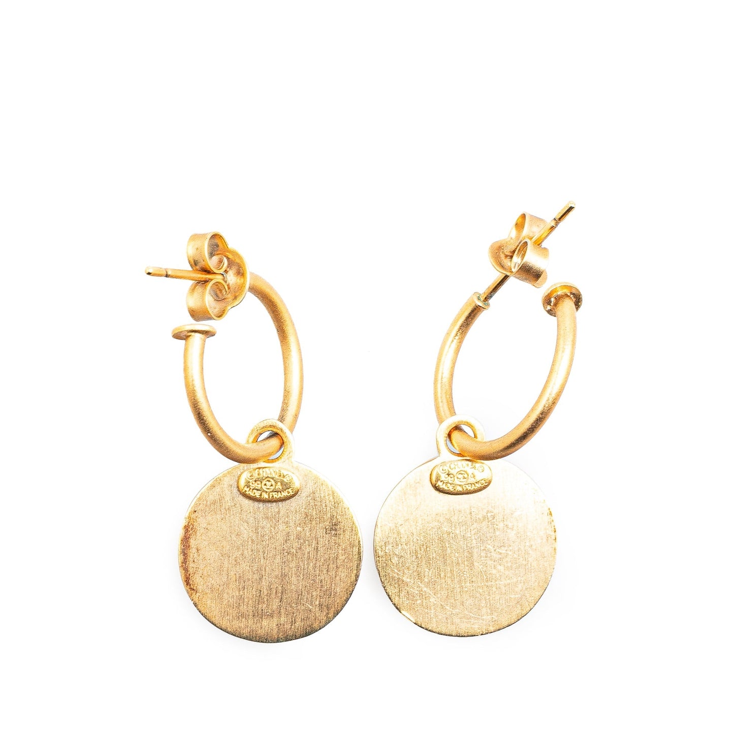 Gold Chanel Gold Plated Round Swing Push Back Earrings