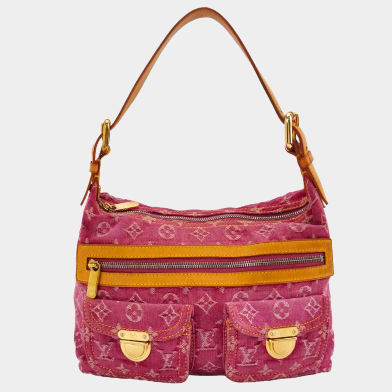 Louis Vuitton Denim Baggy PM Monogram Pink Shoulder Bag