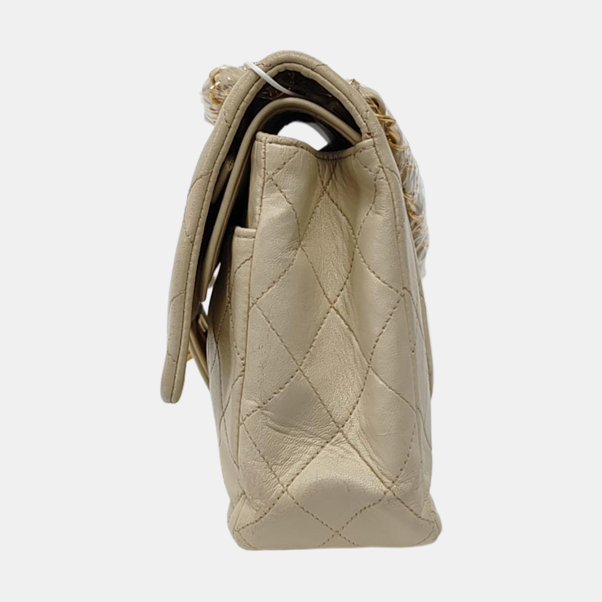 Chanel Classic Flap Light Lambskin Hardware Gold Beige Leather Handbag
