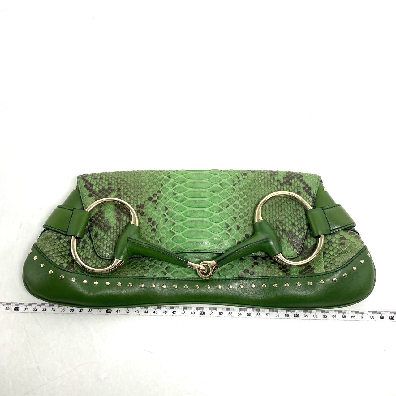 Gucci Horsebit Skin Crocodile Green Large Shoulder Bag