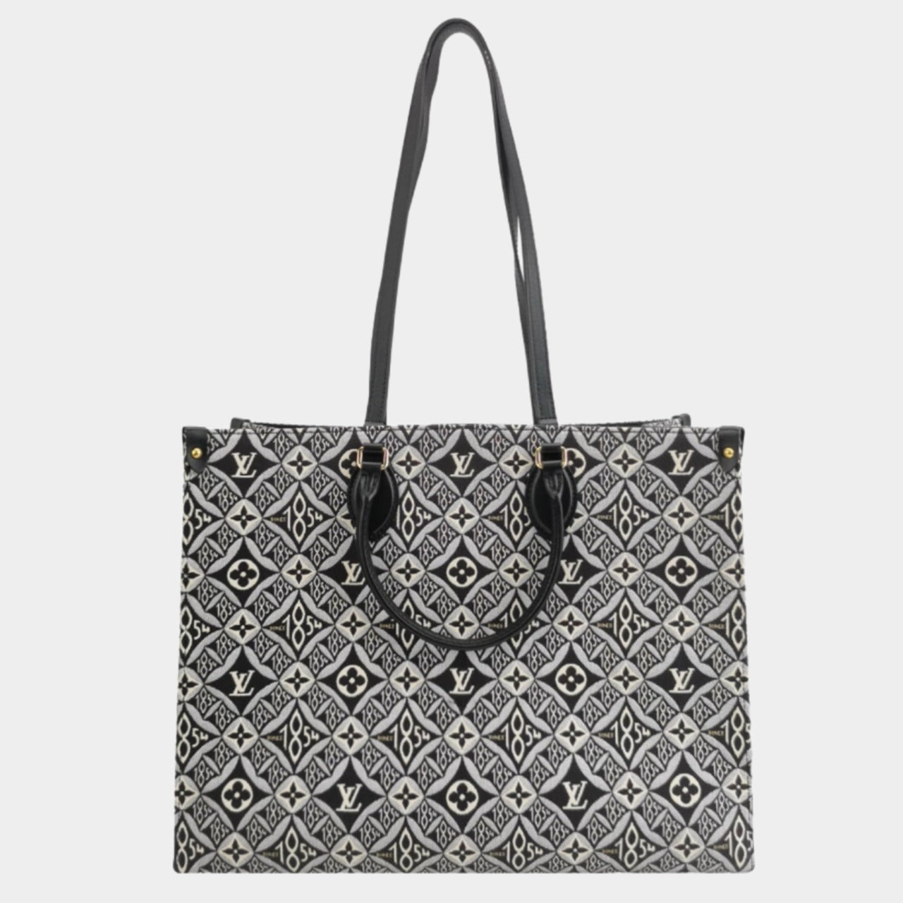 Louis Vuitton OnTheGo Since Jacquard Cowhide GM Leather Black Grey Multicolor Tote Bag