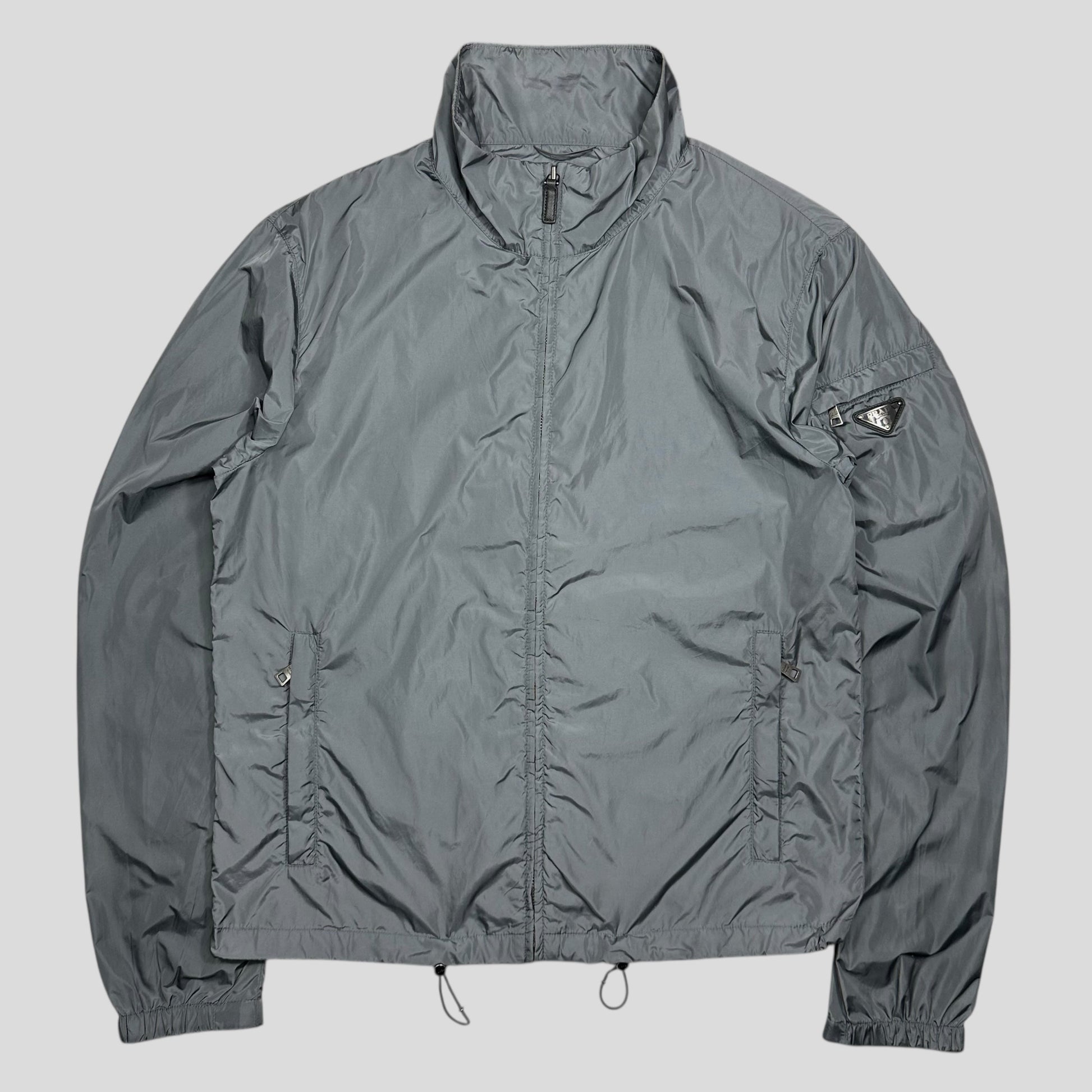 Prada Handbag Milano Metallic Grey Windbreaker - M Gray