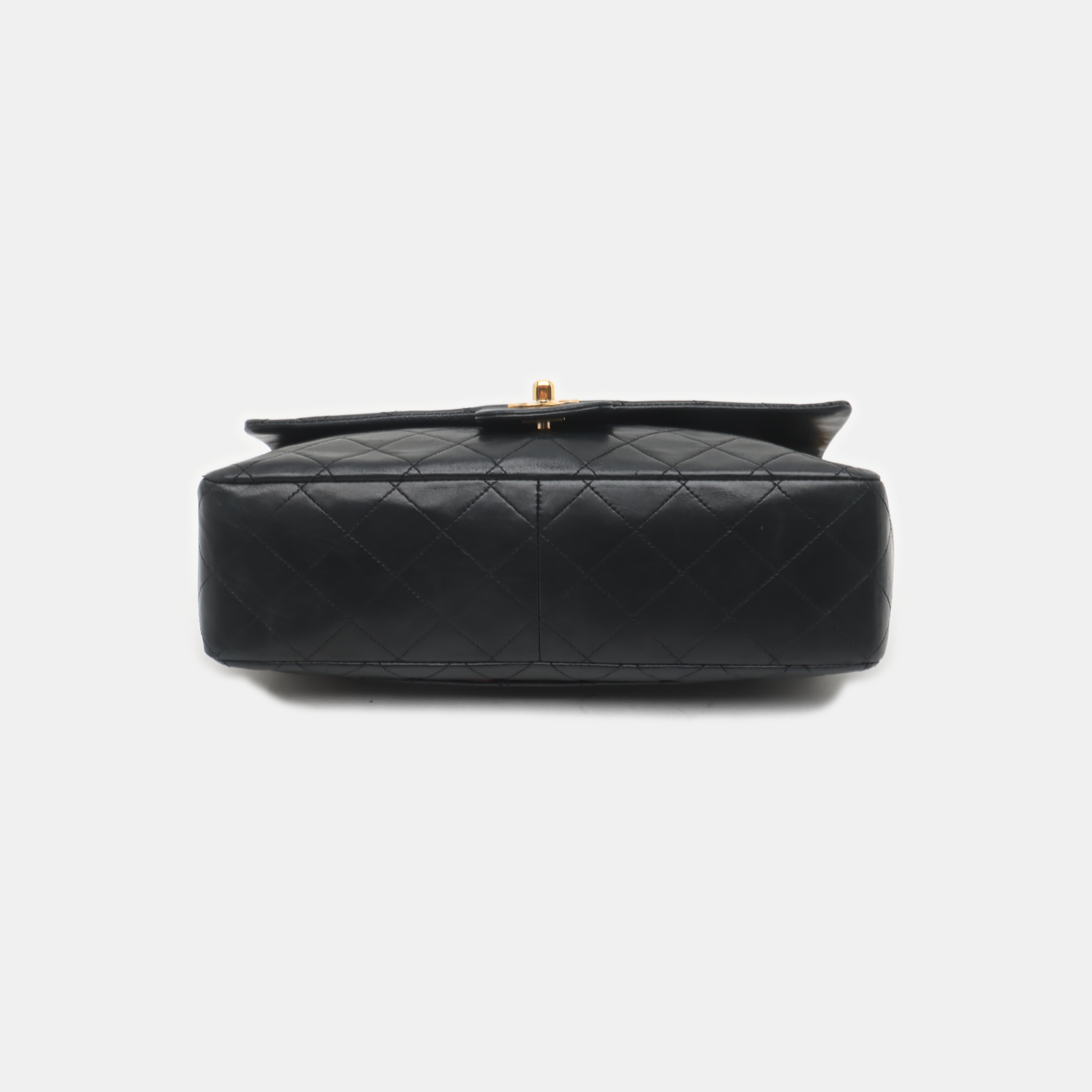 Chanel Classic Flap Lambskin 24k Hardware Black Gold Leather Handbag 7