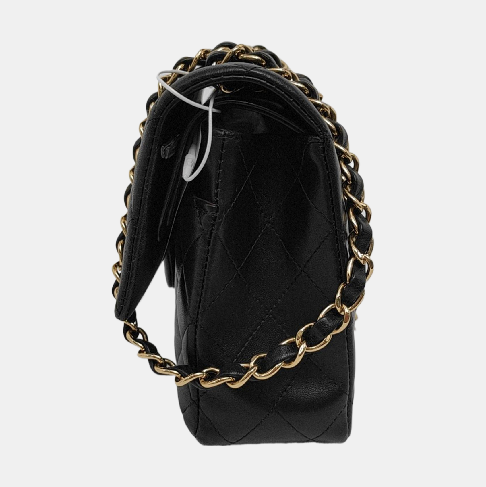 Chanel Timeless Classic Flap Lambskin Hardware Black Gold Leather Handbag Gold Hardware
