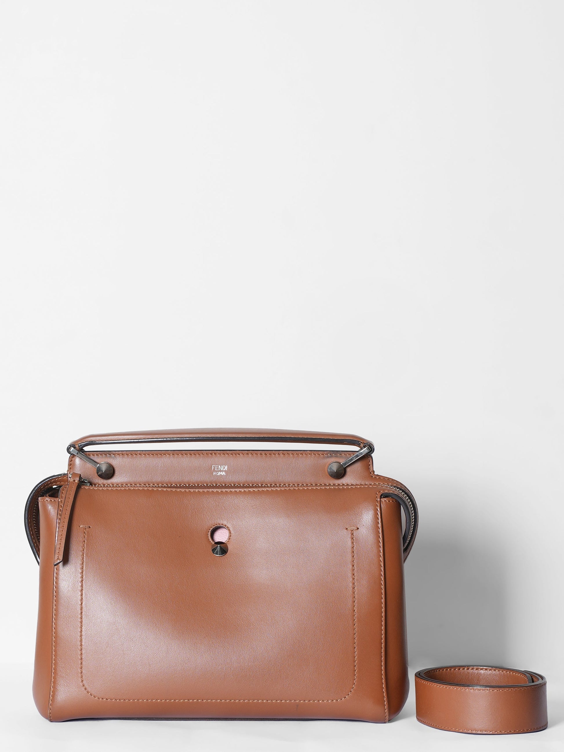 Fendi Handbag Dotcom Satchel Bag Brown Tan Large