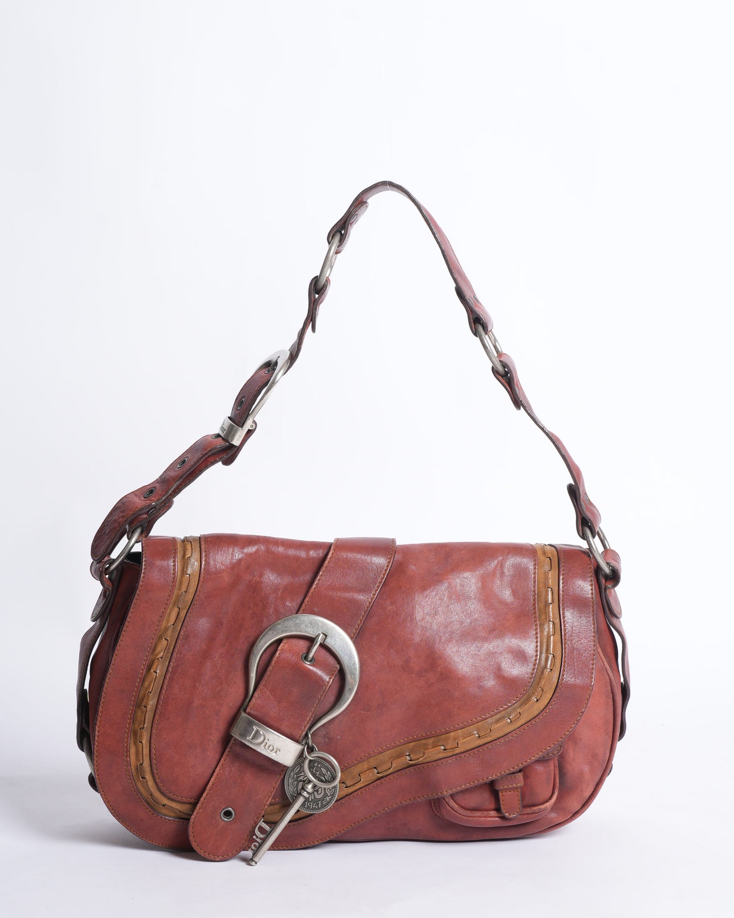 Dior Handbag Rare Christian Gaucho Saddle Bag In Rustic Red Top Handle Shoulder Bag
