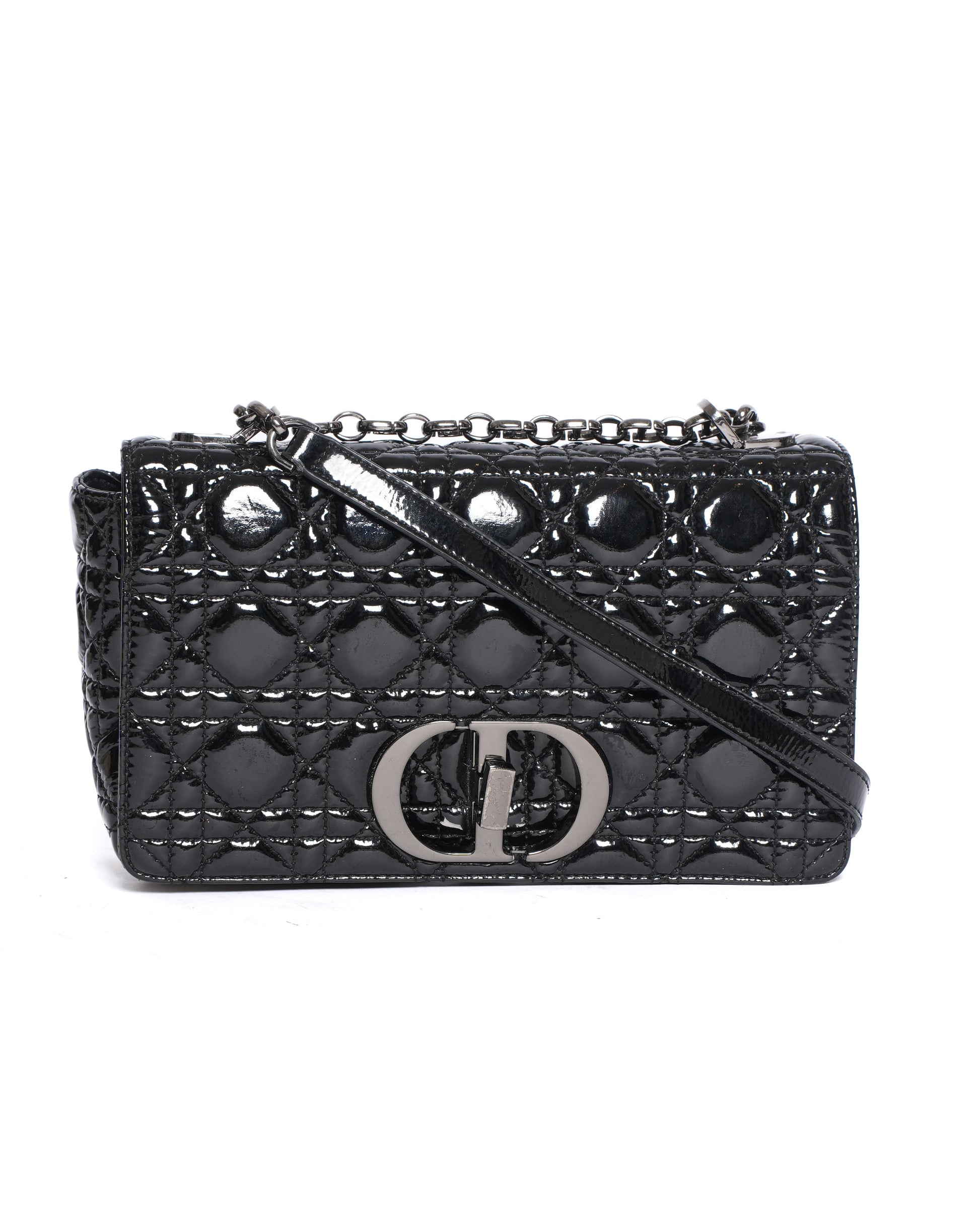 Dior Handbag Christian Caro Bag in Leather Patent Black Sling Bag
