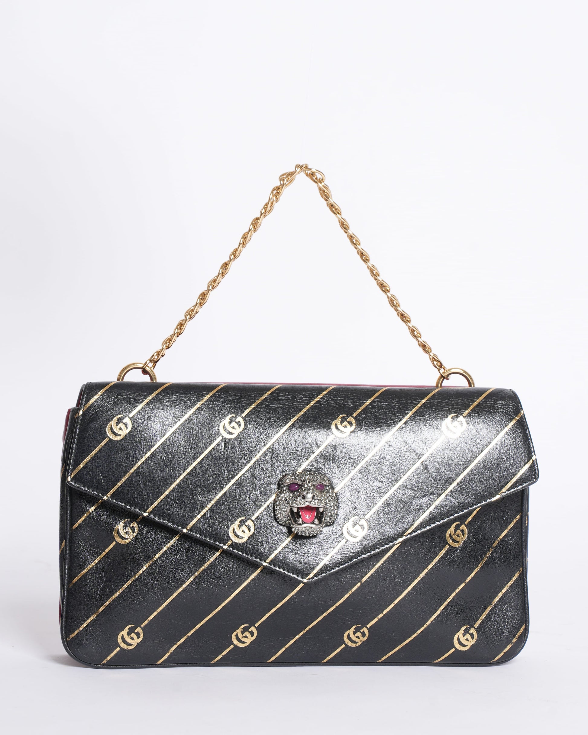 Gucci Bi-Colour Black & Red Lined Thiara Leather Crossbody Bag