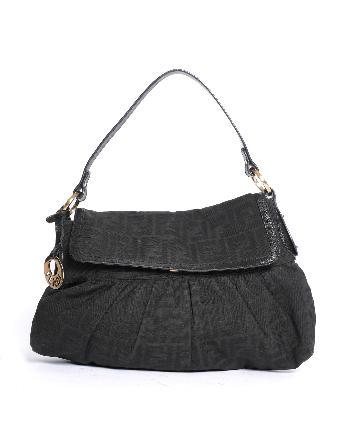 Fendi Handbag Zucca Chef Shoulder Bag Canvas Black
