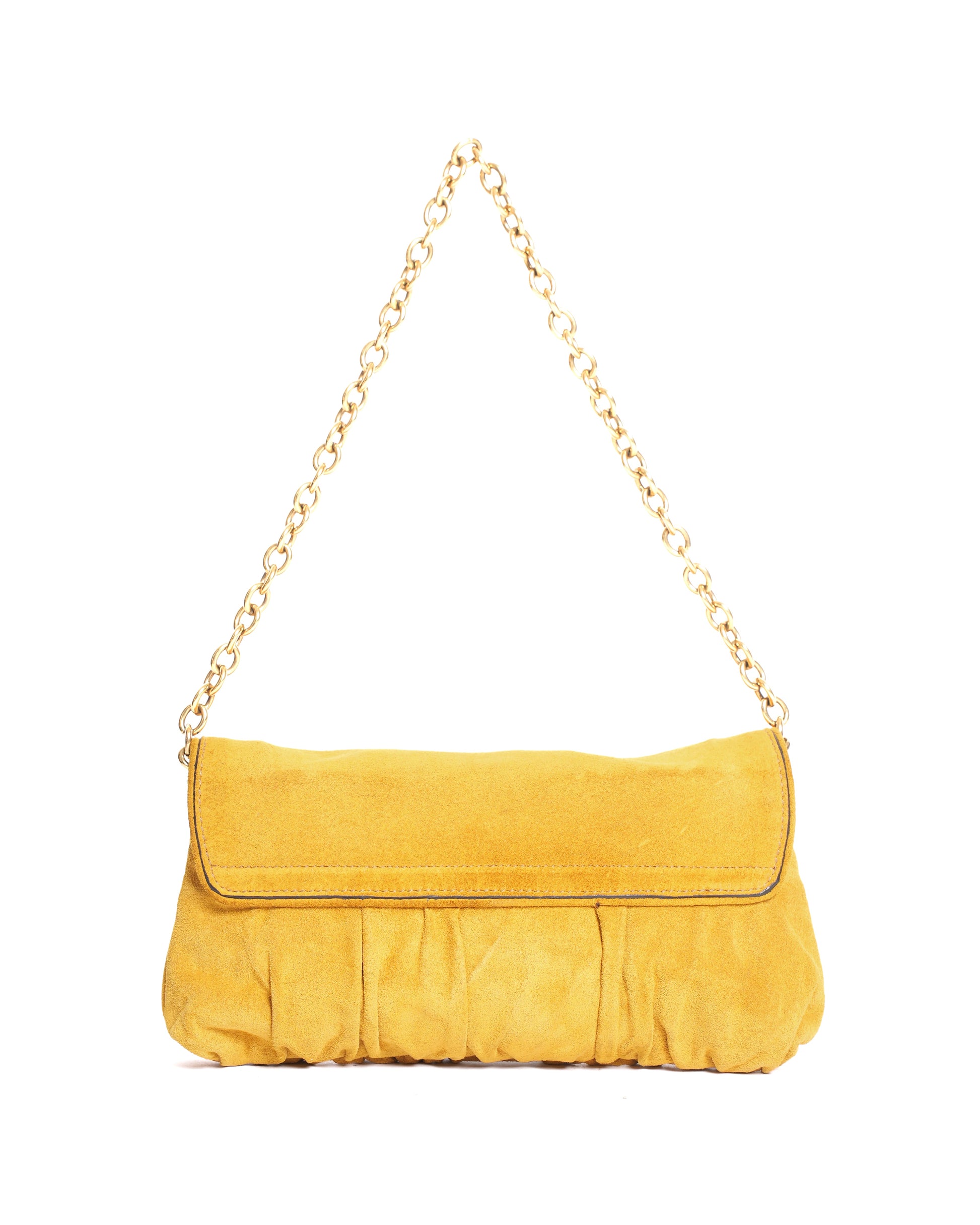 Gucci Mustard Yellow Suede Babouska Heart Chain Shoulder Bag